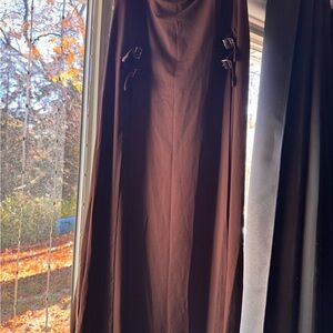 HALARA Chocolate Brown Dress with Buckle Accents